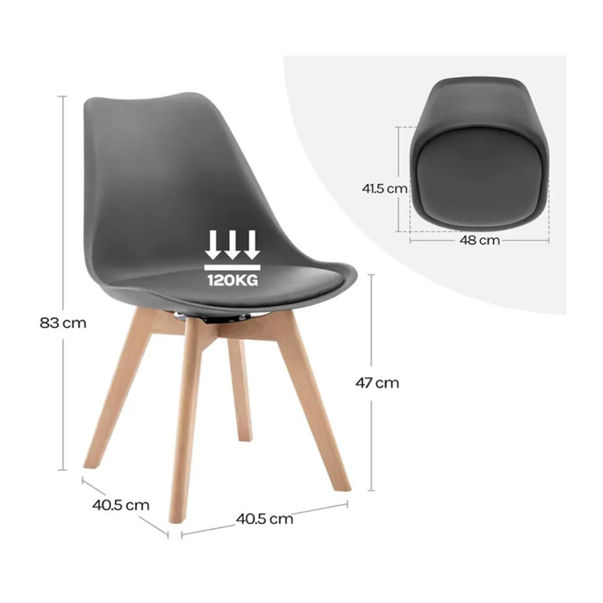 WOLTU 2er Set moderne Polsterstühle drehbar 360 Grad ergonomische Lounge-Stühle für Esszimmer und Küche in Grau und Schwarz - Bild 2