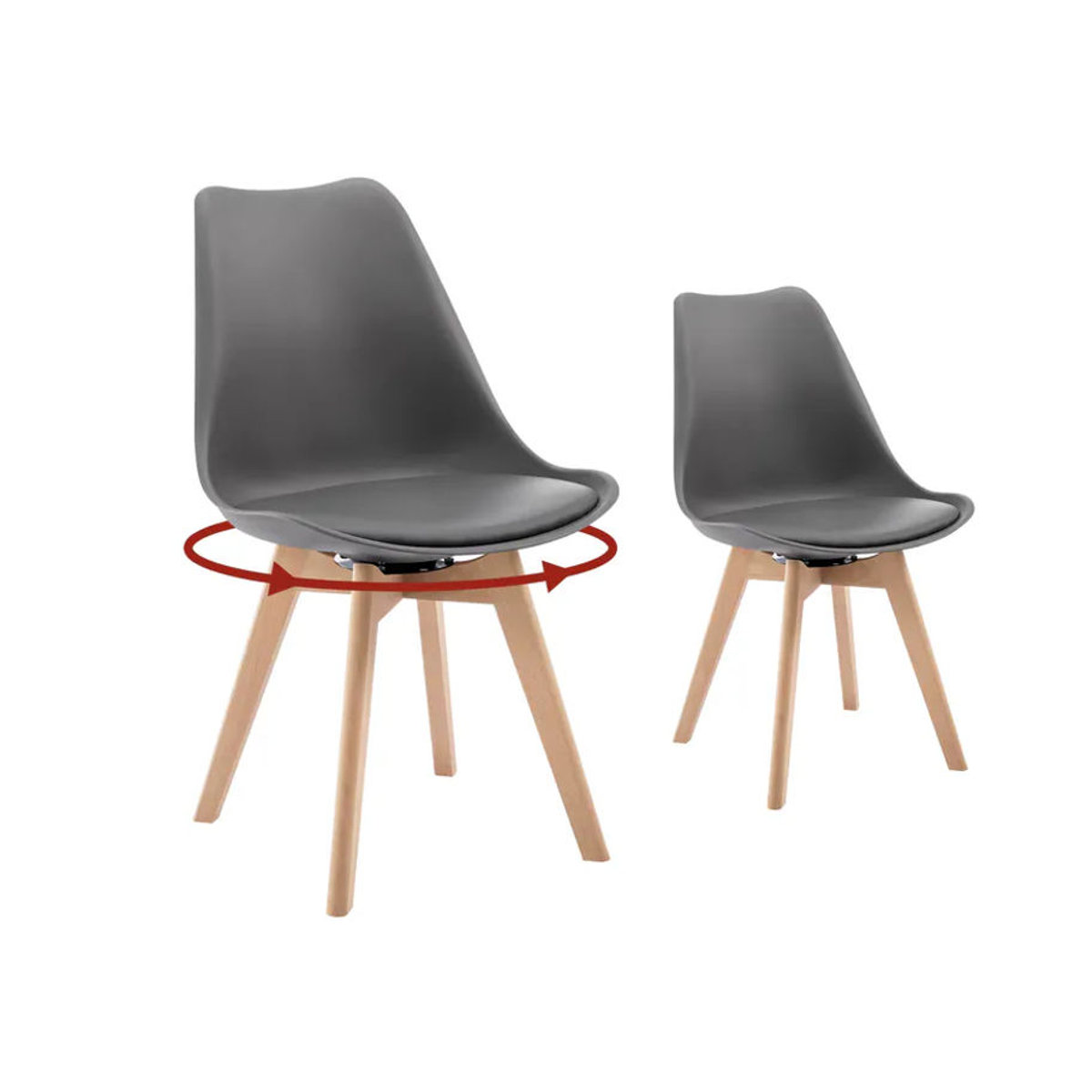 WOLTU 2er Set moderne Polsterstühle drehbar 360 Grad ergonomische Lounge-Stühle für Esszimmer und Küche in Grau und Schwarz - Bild 3