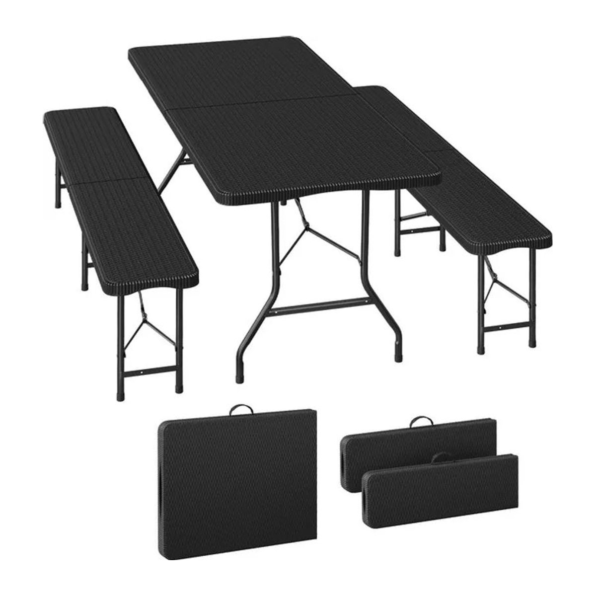 WOLTU 3-teiliges Gartenmöbel-Set aus Polyrattan und Kunststoff in Schwarz - Bild 1