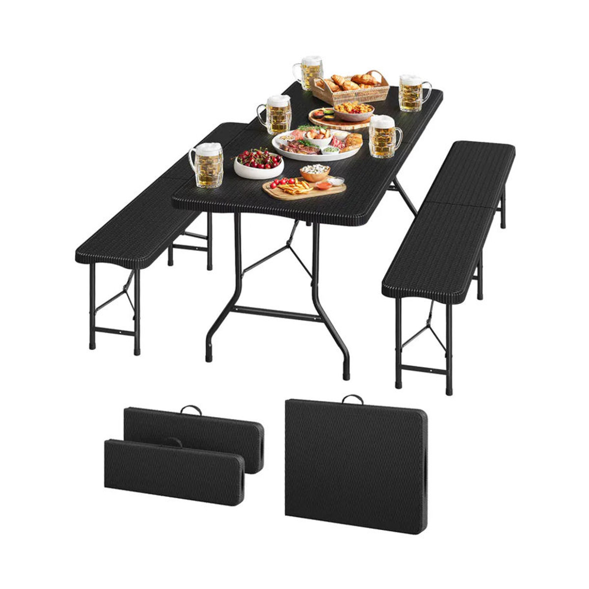 WOLTU 3-teiliges Gartenmöbel-Set aus Polyrattan und Kunststoff in Schwarz - Bild 2