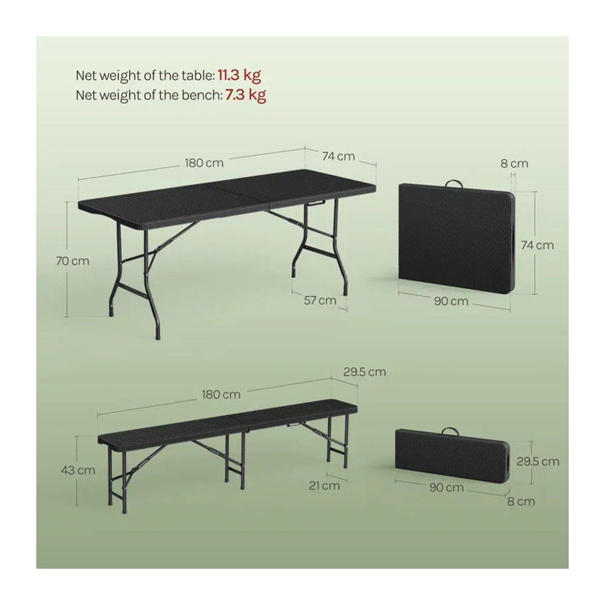 WOLTU 3-teiliges Gartenmöbel-Set aus Polyrattan und Kunststoff in Schwarz - Bild 6