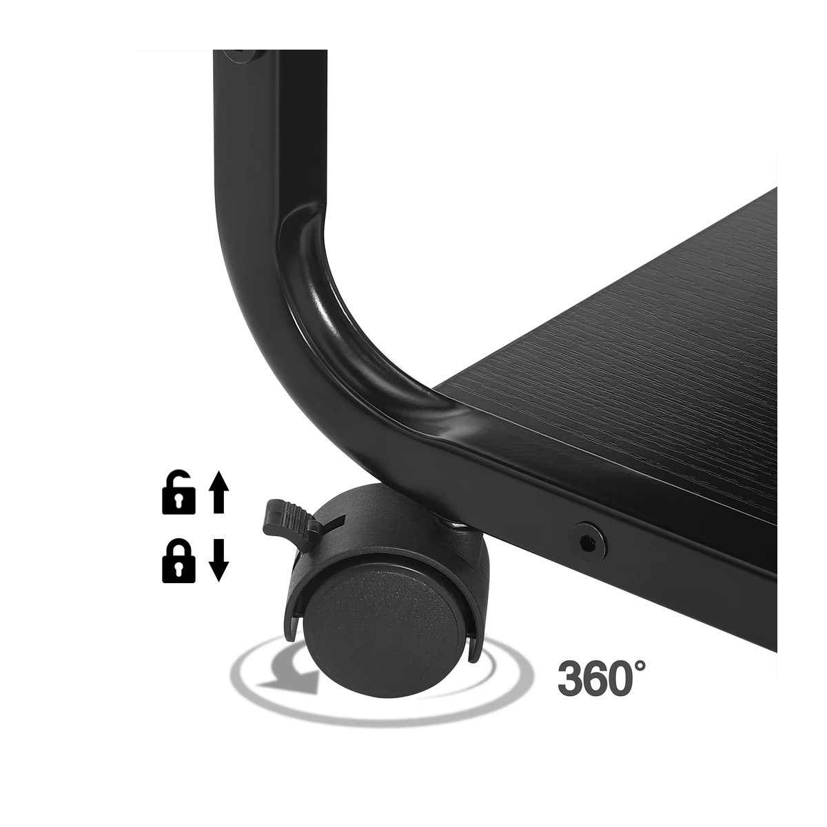 WOLTU C-förmiger Couchtisch mit Rollen in Schwarz, moderner Beistelltisch aus Holzwerkstoff und Metall mit 2 Ablagen und 1 Seitentasche - Bild 4