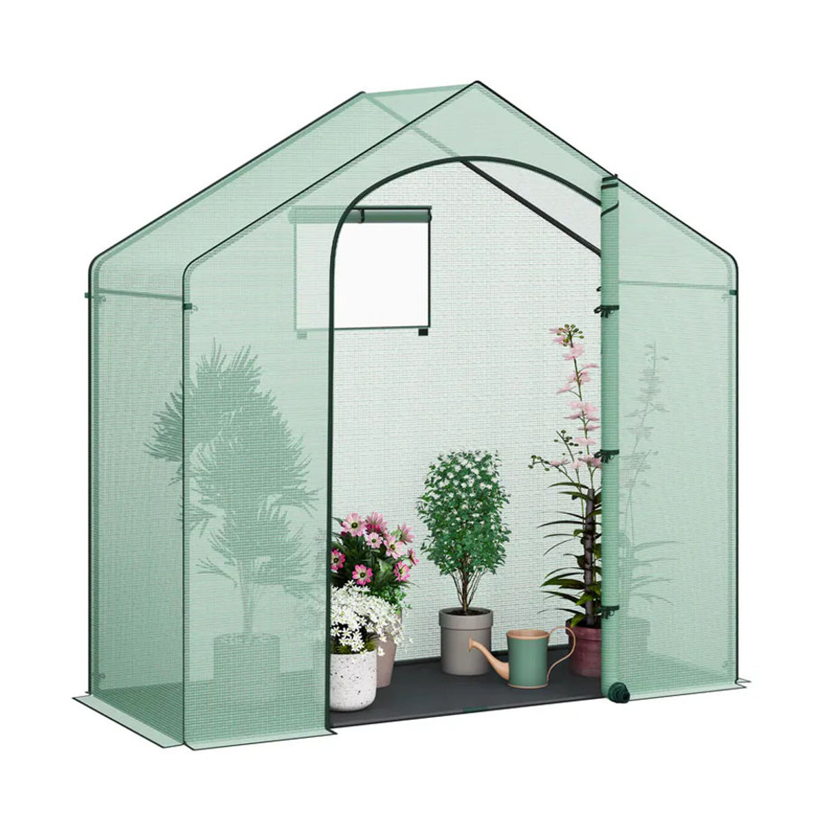 WOLTU Folien-Gartengewächshaus in Weiß und Grün mit Tür und Fenstern für Gemüse und Blumen - Bild 2