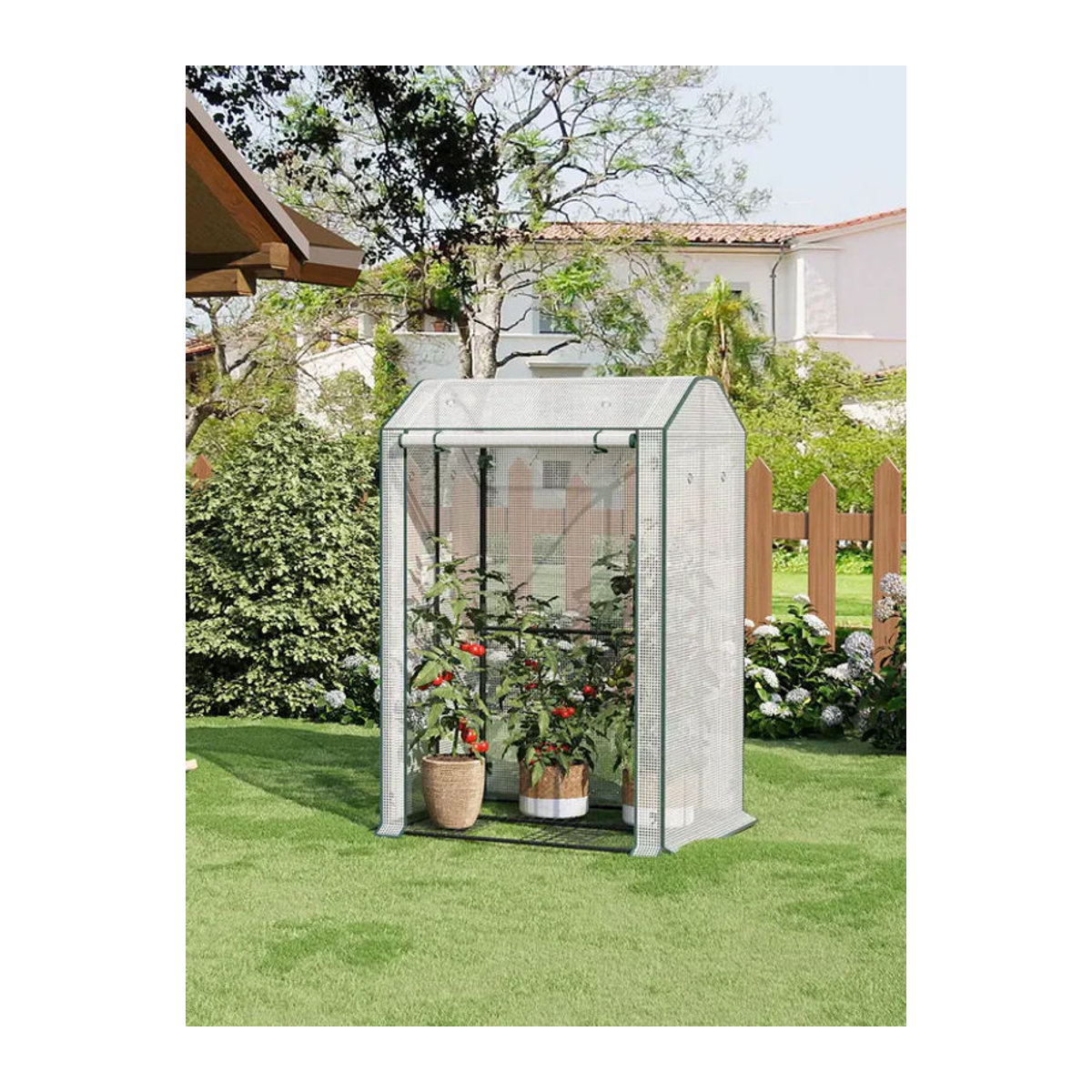WOLTU Folien-Gartengewächshaus in Weiß und Grün mit Tür und Fenstern für Gemüse und Blumen - Bild 6