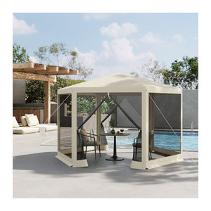 WOLTU Gartenpavillon mit Moskitonetz und Seitenwänden als Sonnenschutz für Terrasse und Camping, B/T: 3,8 x 3,3 m