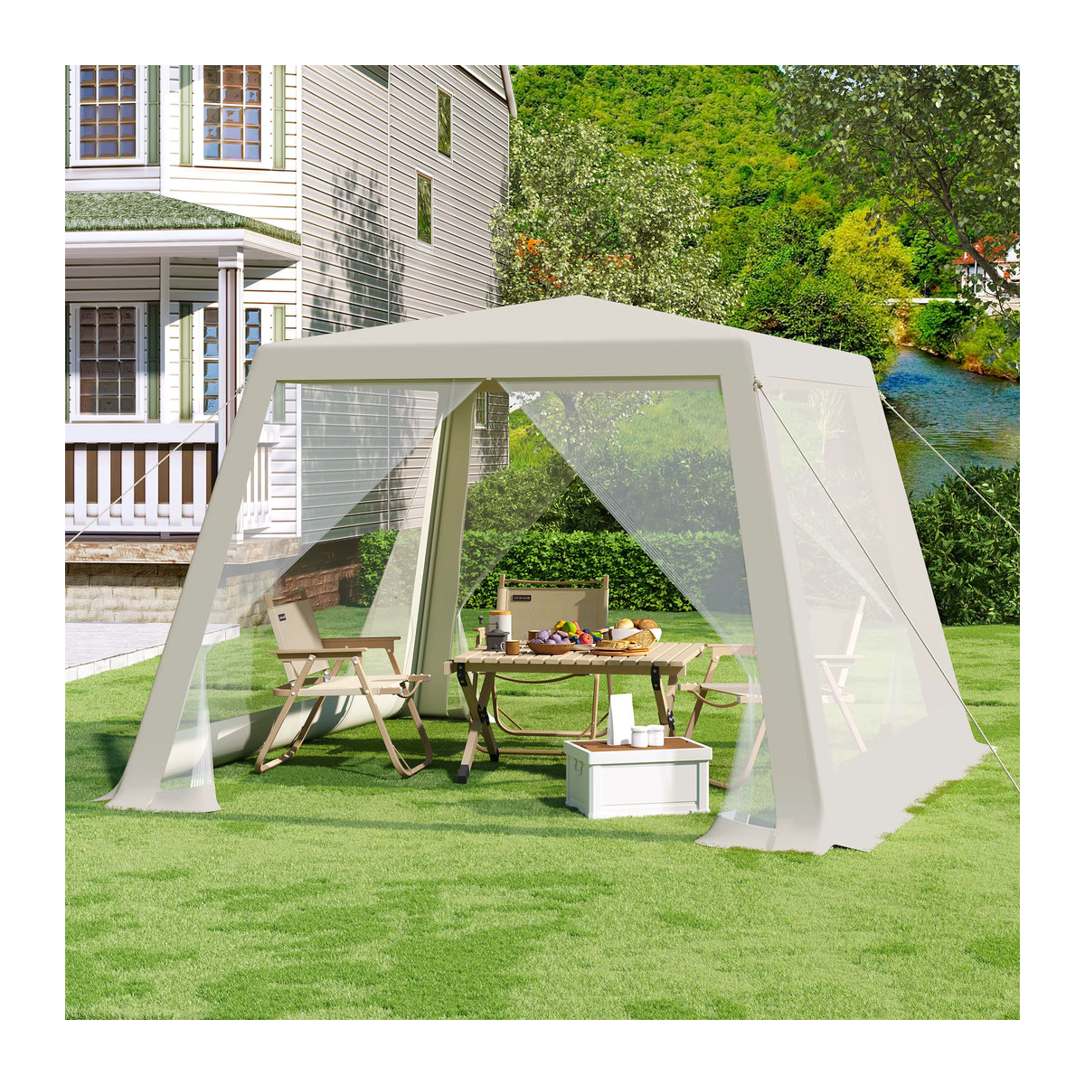 WOLTU Gartenpavillon-Zelt mit Moskitonetz und Netzseitenwänden B/T/H: 3 x 3 x 3 m - Bild 1