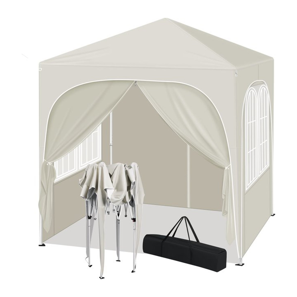WOLTU Klappbarer Gartenpavillon mit Seitenwänden und UV-Schutz, B/T/H: 200 x 200 cm, wasserdichte Pop-up-Pergola für den Außenbereich - Bild 1