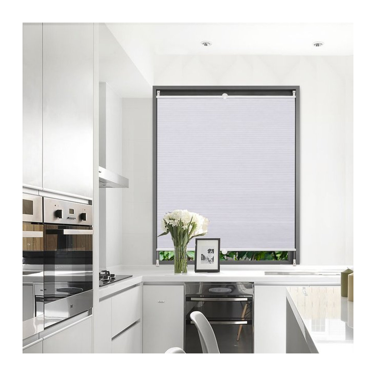 WOLTU Moderne Waben-Doppelplissee-Jalousie in Weiß zur Verdunkelung und als Sonnenschutz für Fenster und Türen ohne Bohren mit Klemmhalterungen - Bild 1