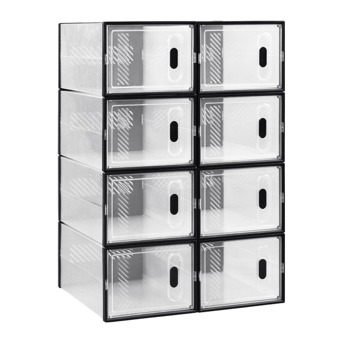 WOLTU Schuhaufbewahrungsorganisator Schwarz Minimalistisch, Stapelbare Schuhboxen mit Magnetischer Tür und Faltbarem Design - Bild 1