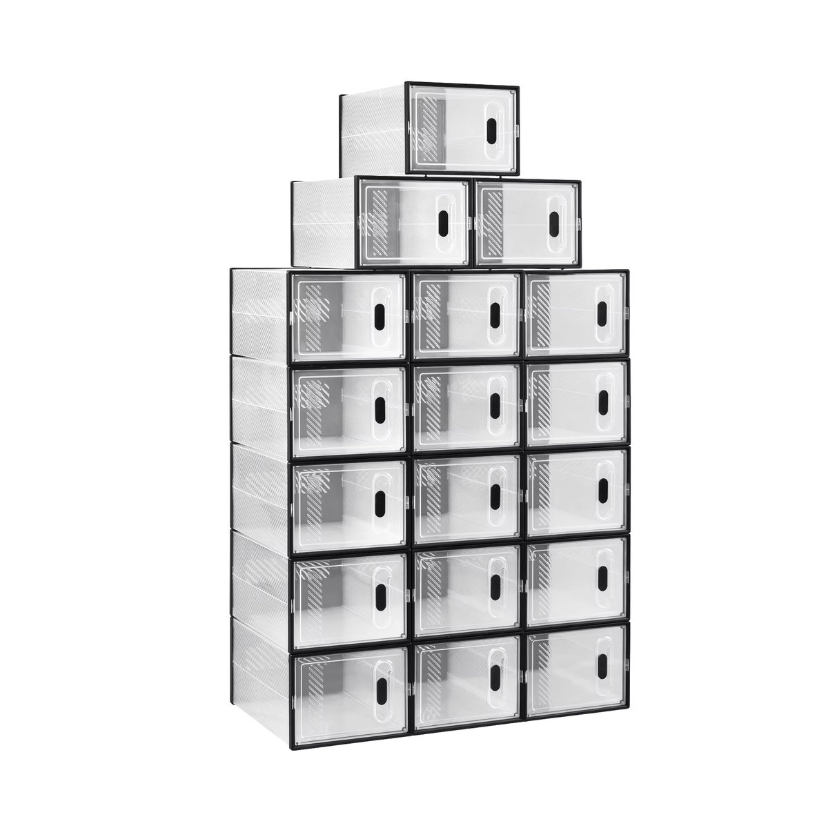 WOLTU Schuhaufbewahrungsorganisator Schwarz Minimalistisch, Stapelbare Schuhboxen mit Magnetischer Tür und Faltbarem Design - Bild 3