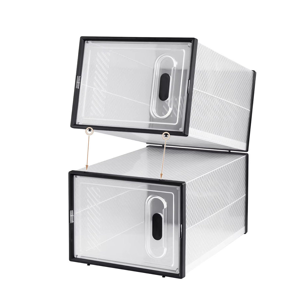 WOLTU Schuhaufbewahrungsorganisator Schwarz Minimalistisch, Stapelbare Schuhboxen mit Magnetischer Tür und Faltbarem Design - Bild 4