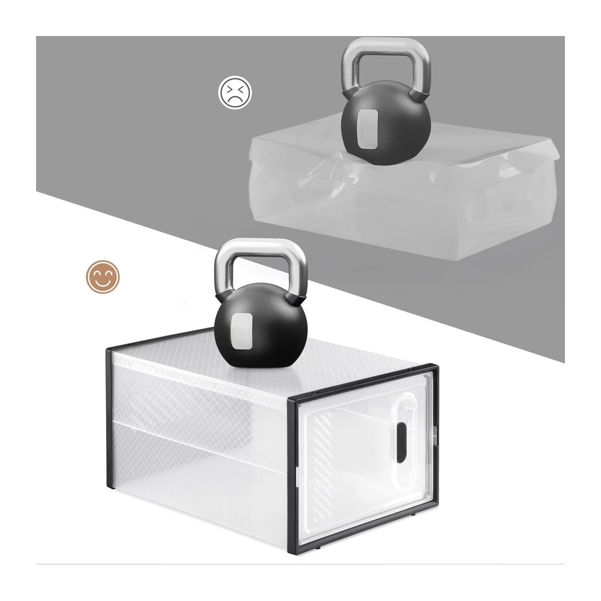 WOLTU Schuhaufbewahrungsorganisator Schwarz Minimalistisch, Stapelbare Schuhboxen mit Magnetischer Tür und Faltbarem Design - Bild 5
