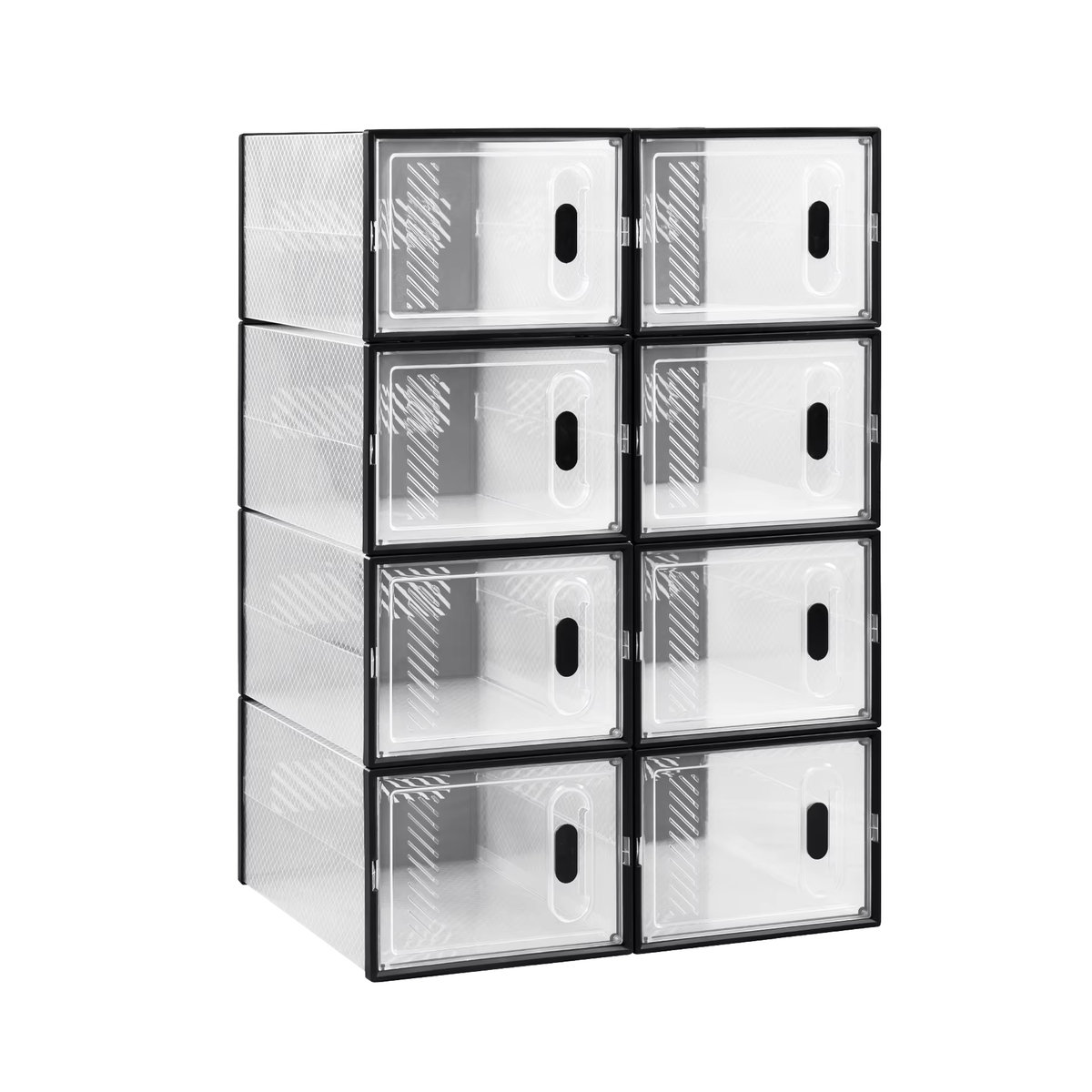 WOLTU Schuhaufbewahrungsorganisator Schwarz Minimalistisch, Stapelbare Schuhboxen mit Magnetischer Tür und Faltbarem Design - Bild 7