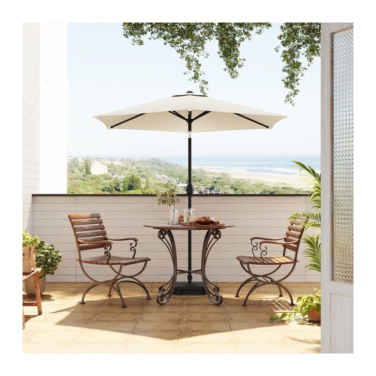 WOLTU Sechseckiger Sonnenschirm UV-beständig und wasserdicht mit biegsamer Kurbel für Garten, Balkon und Strand - Bild 1