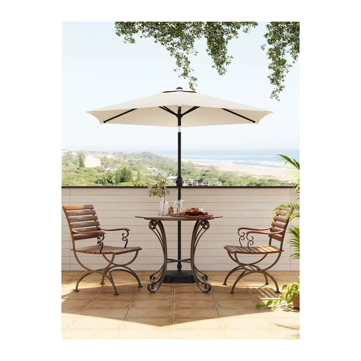WOLTU Sechseckiger Sonnenschirm UV-beständig und wasserdicht mit biegsamer Kurbel für Garten, Balkon und Strand - Bild 3