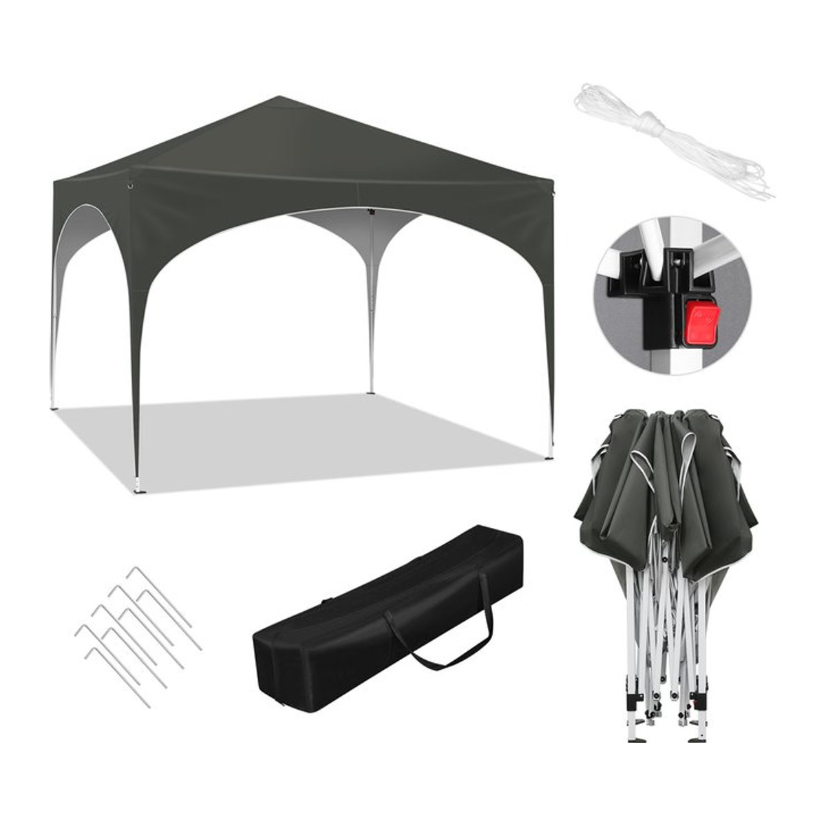 WOLTU Wasserdichter Pop-Up Gartenpavillon mit Halbkreisdach, zusammenklappbares Partyzelt für den Außenbereich, B/T/H: 300 x 300 x 300 cm - Bild 1