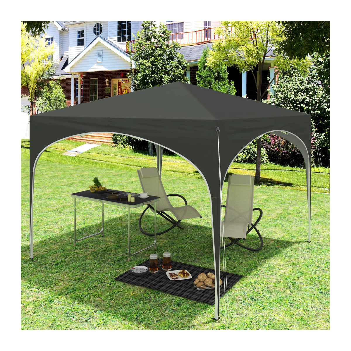 WOLTU Wasserdichter Pop-Up Gartenpavillon mit Halbkreisdach, zusammenklappbares Partyzelt für den Außenbereich, B/T/H: 300 x 300 x 300 cm - Bild 2
