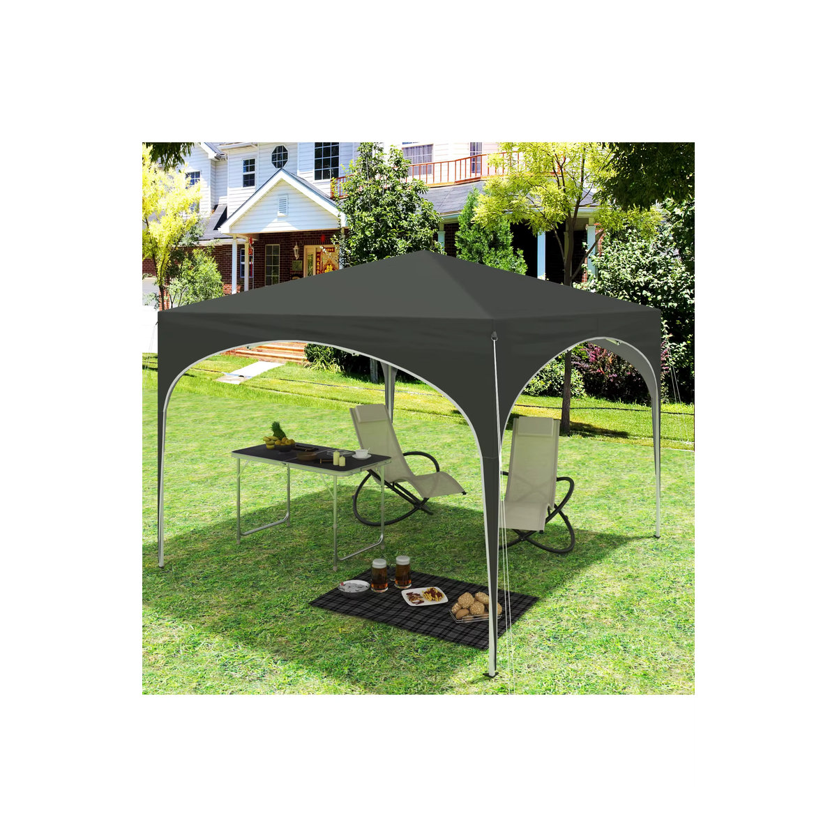 WOLTU Wasserdichter Pop-Up Gartenpavillon mit Halbkreisdach, zusammenklappbares Partyzelt für den Außenbereich, B/T/H: 300 x 300 x 300 cm - Bild 4