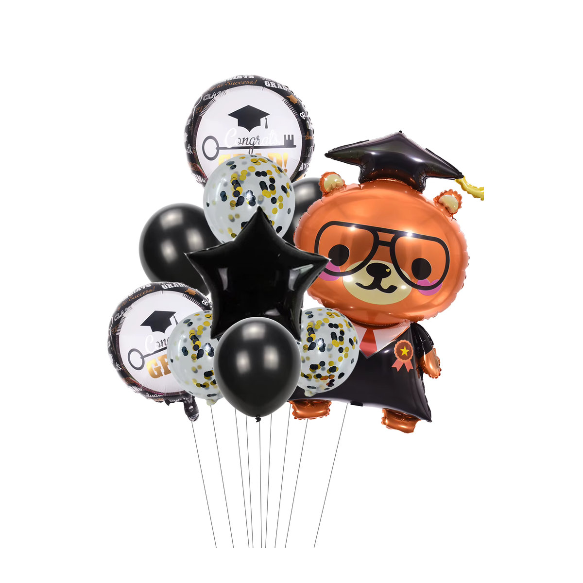 Woo Hoo Set mit 10 Stück Folienballons und Latexballons für deine Abschlussfeier 2024 in Mehrfarbig - Bild 2