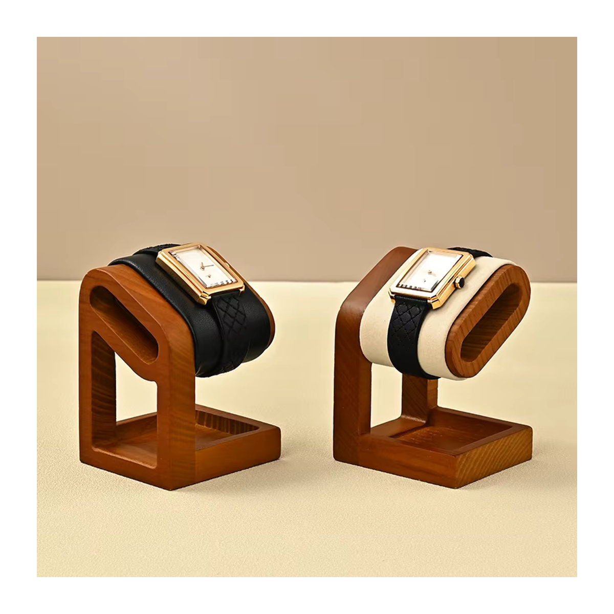 WoodTen Massivholz Uhren Display Ständer und Schmuckorganizer für Uhren, Halsketten, Armbänder und Stirnbänder in Braun und Grau - Bild 2
