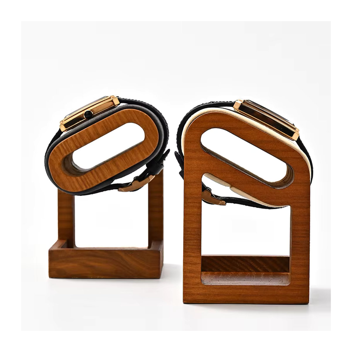 WoodTen Massivholz Uhren Display Ständer und Schmuckorganizer für Uhren, Halsketten, Armbänder und Stirnbänder in Braun und Grau - Bild 4