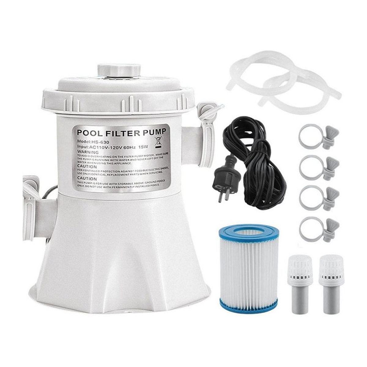 Worallymy Schwimmbad Filterpumpe für 300 Gallonen Pools mit Reinigungsfunktion und US-Stecker - Bild 1