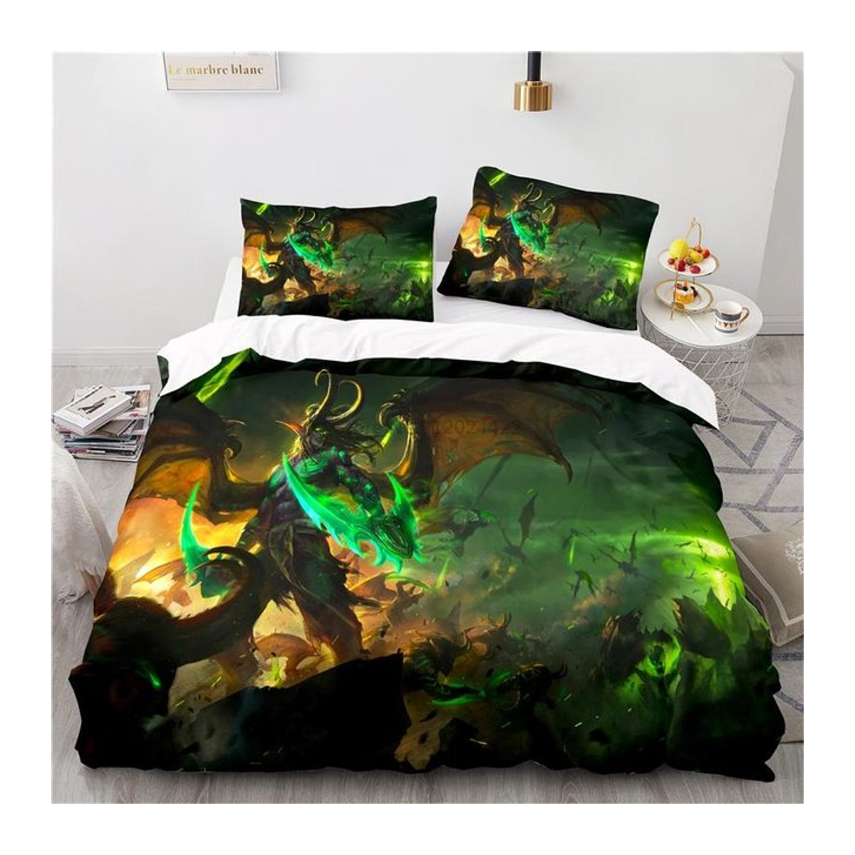 World of Warcraft Bettwäsche Set Horde Banner Flagge mit Kissenbezug in Grün, B/H: 140 x 210 cm - Bild 1
