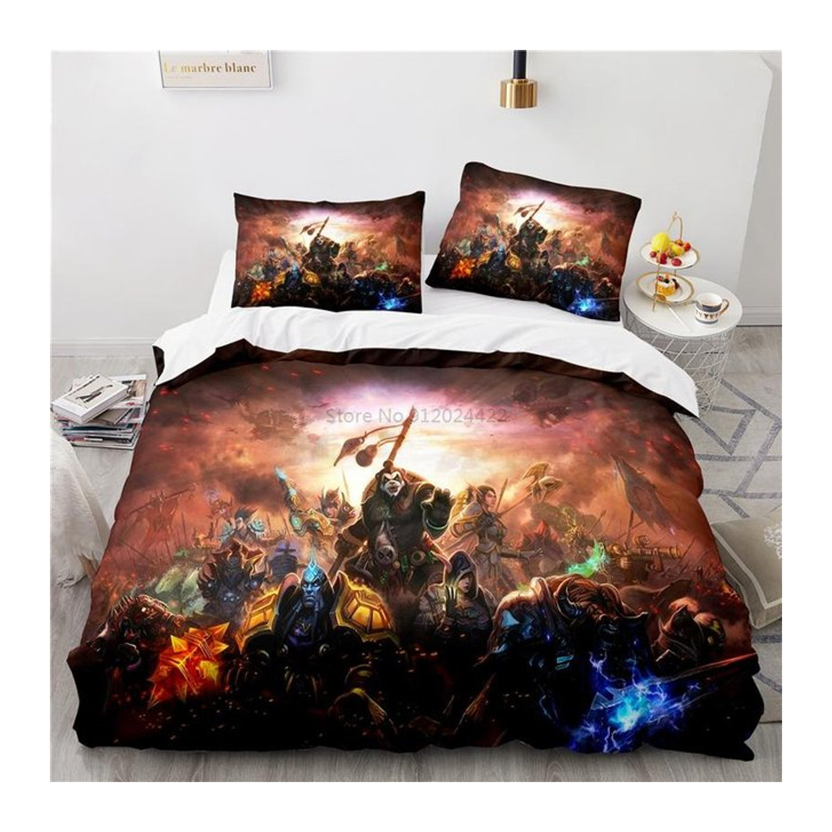 World of Warcraft Bettwäsche Set Horde Banner Flagge mit Kissenbezug, mehrfarbig, Breite: 140 cm, Länge: 210 cm - Bild 1