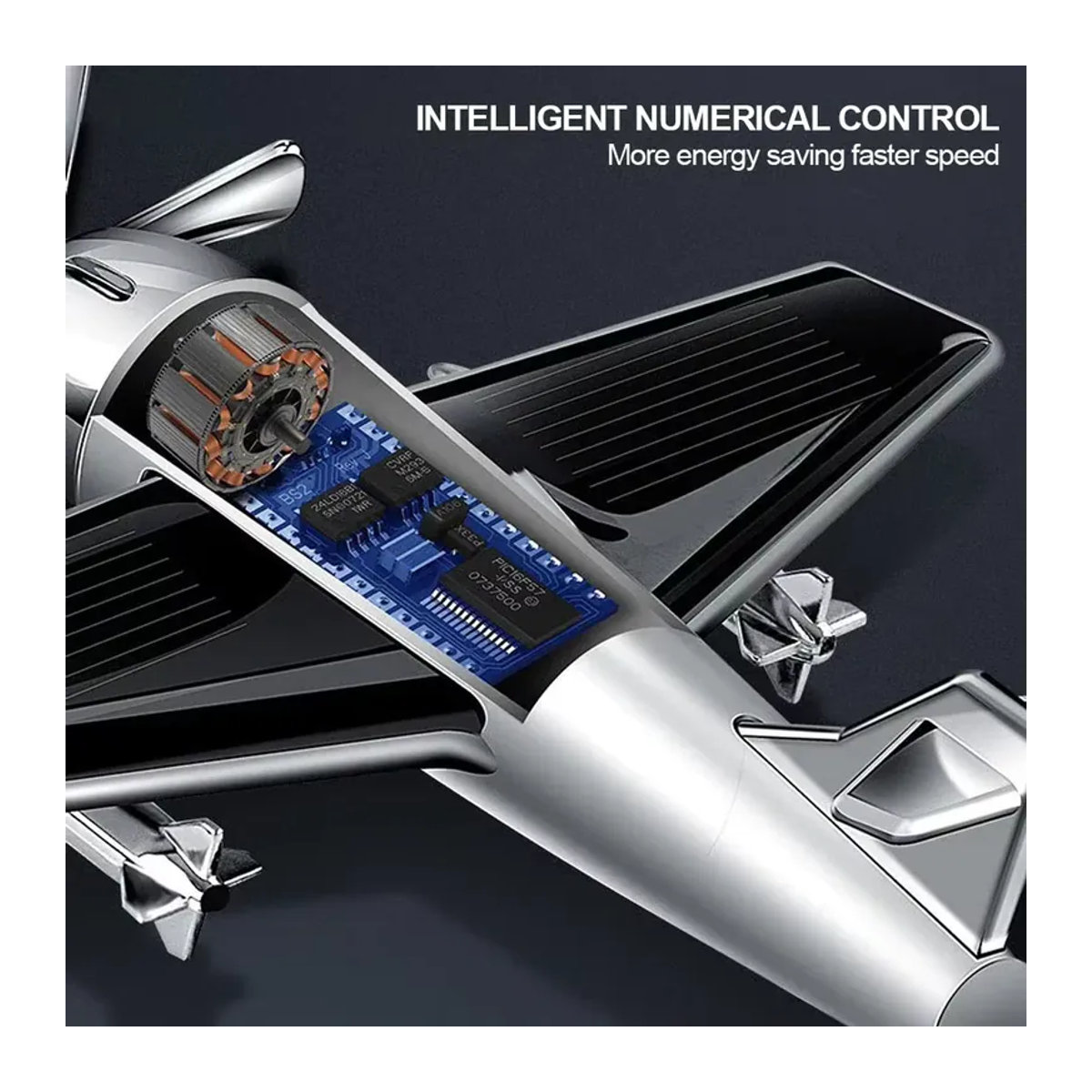 WORLDKPI Solar Flugzeug Auto Ornament in Silber aus Metall zur Innenraumdekoration und Aromatherapie - Bild 2
