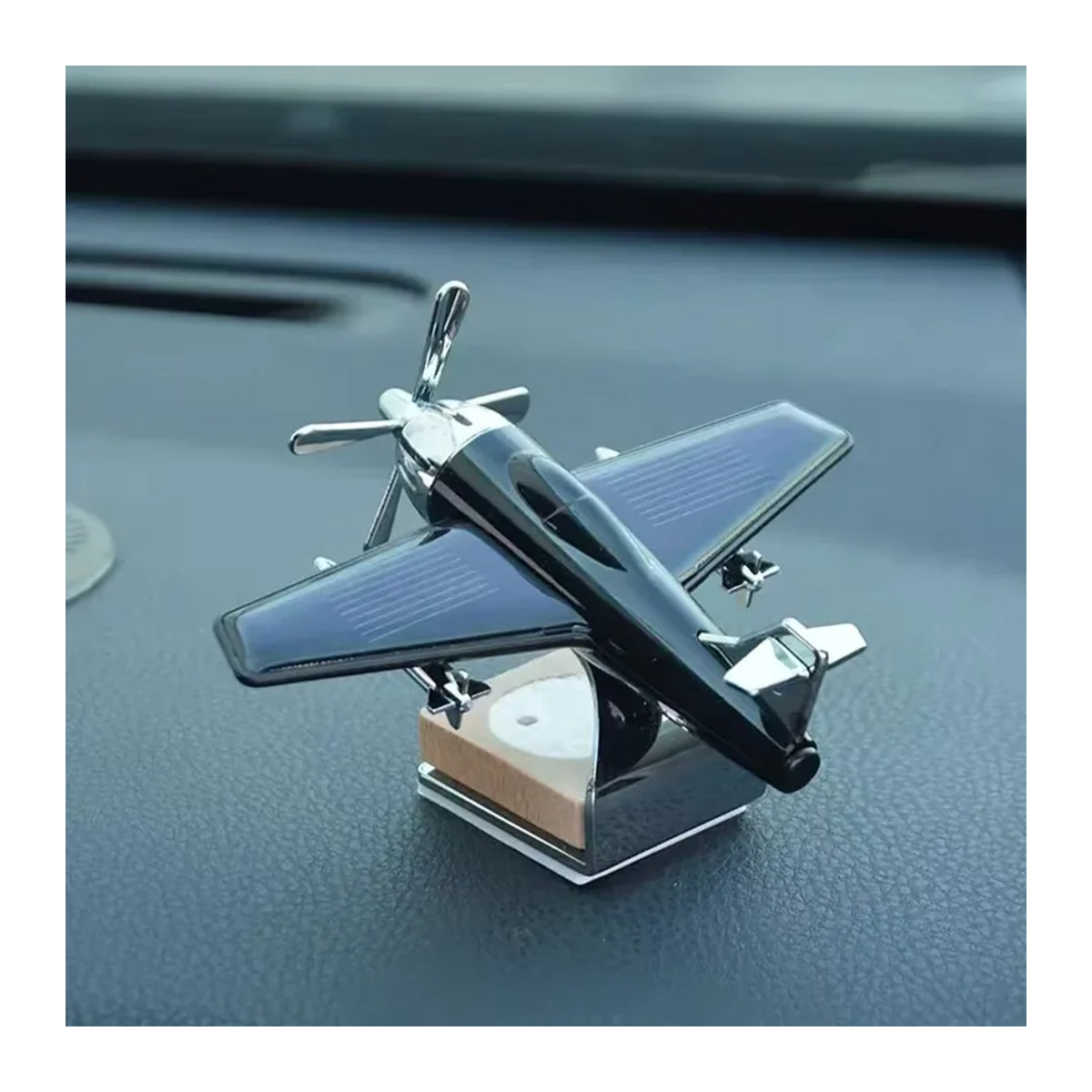 WORLDKPI Solar Flugzeug Auto Ornament in Silber aus Metall zur Innenraumdekoration und Aromatherapie - Bild 4