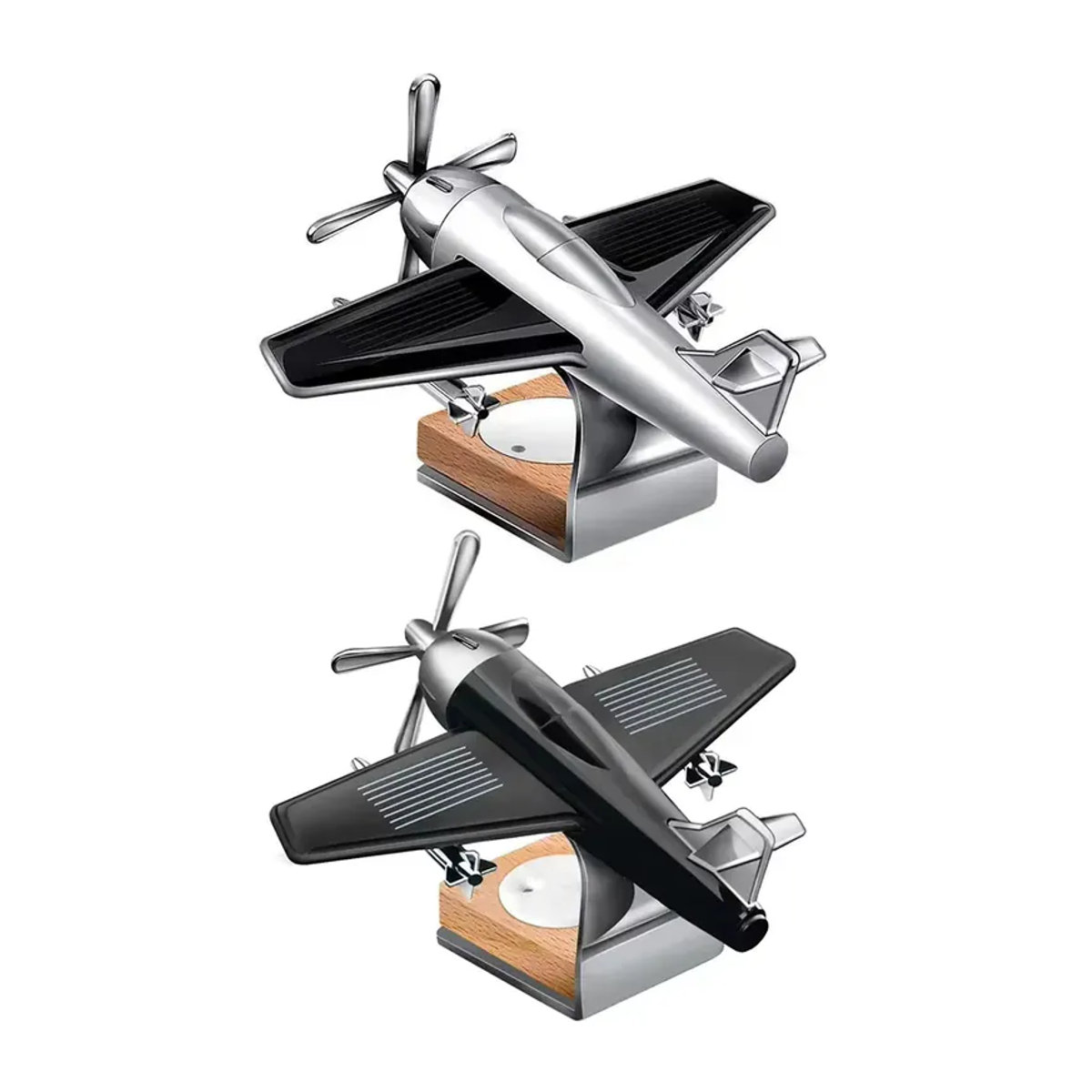WORLDKPI Solar Flugzeug Auto Ornament in Silber aus Metall zur Innenraumdekoration und Aromatherapie - Bild 6