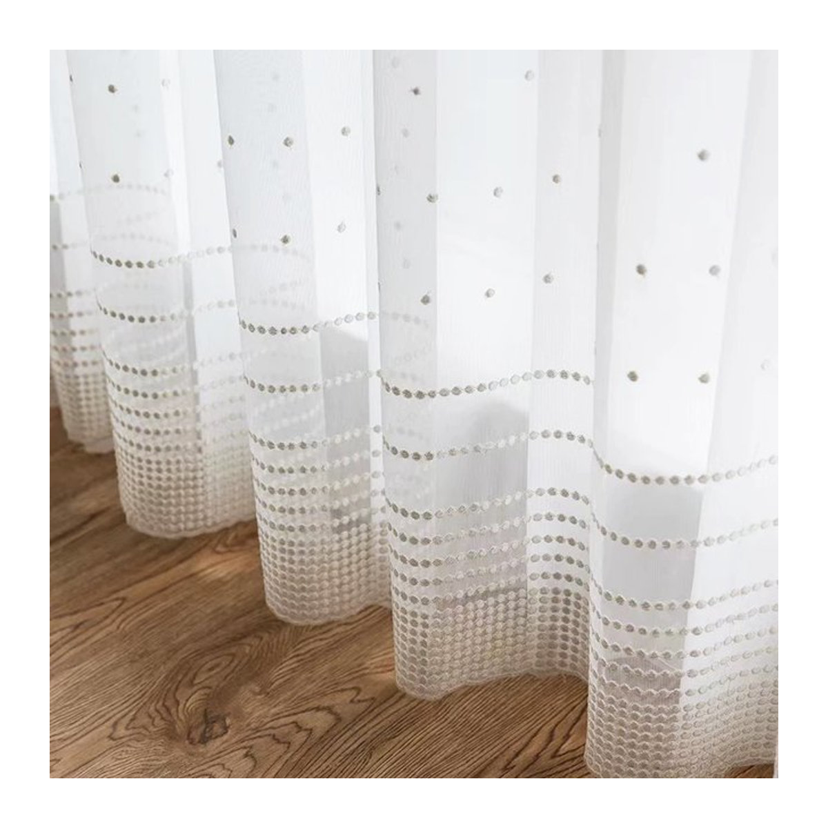 WPKIRA Vorhänge mit Punktmuster in Weiß, minimalistische transparente Gardinen für Schlafzimmer und Wohnzimmer - Bild 1