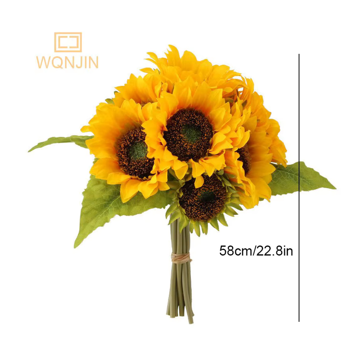 WQNJIN 9er Set künstliche Sonnenblumen aus Seide in Gelb als dekoratives Brautbouquet für Hochzeit und Heimdekoration - Bild 2