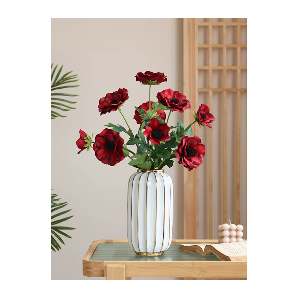 WQNJIN Kunstblumen Mohn Blumenstrauß aus Seide für Hochzeit und Dekoration in Rot oder Weiß - Bild 2