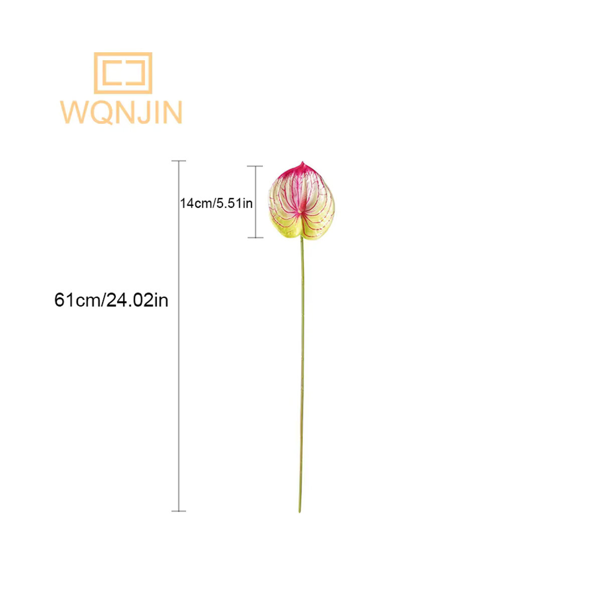 WQNJIN Künstliche Anthurium Real Touch Dekoblüte aus Kunststoff, Einzelner Stiel in Weiß oder Rosa für Hochzeit und Weihnachten - Bild 1