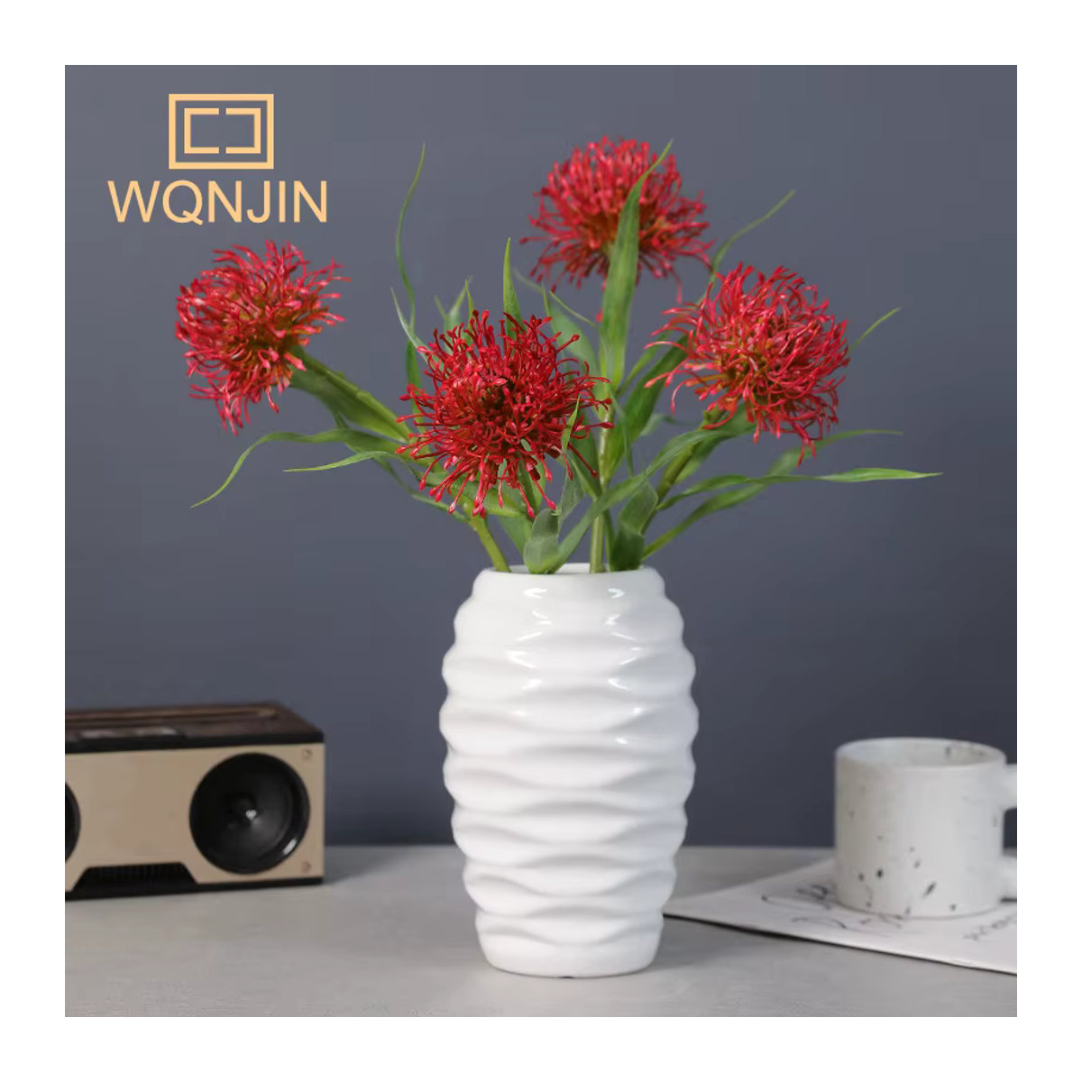 WQNJIN Künstliche Einzelblume in Grün, Weiß und Mehrfarbig als dekorative Pflanze für Hochzeiten und ästhetische Dekorationen - Bild 2