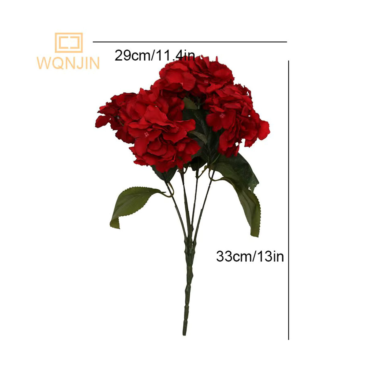 WQNJIN Künstliche Hortensien-Seidenblumen in Rot und Rosa mit 5 Blütenköpfen für Hochzeitsdekoration und Blumenarrangements - Bild 2