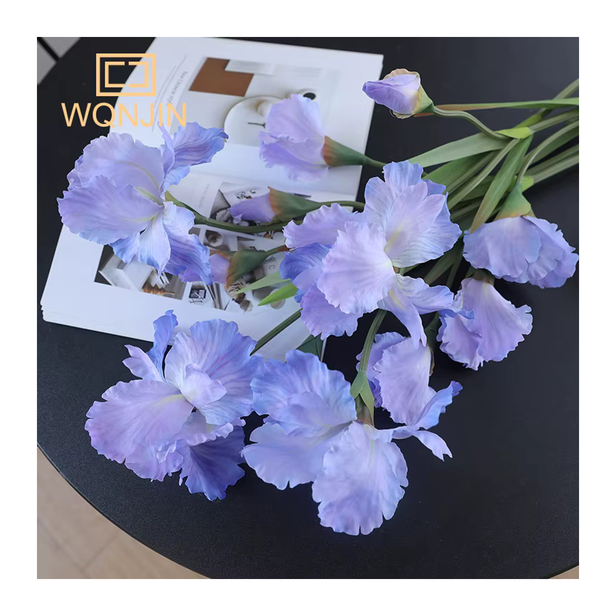 WQNJIN Künstliche Iris Blumen Zweige in Lila und Blau für Tischdekoration und Hochzeiten - Bild 2
