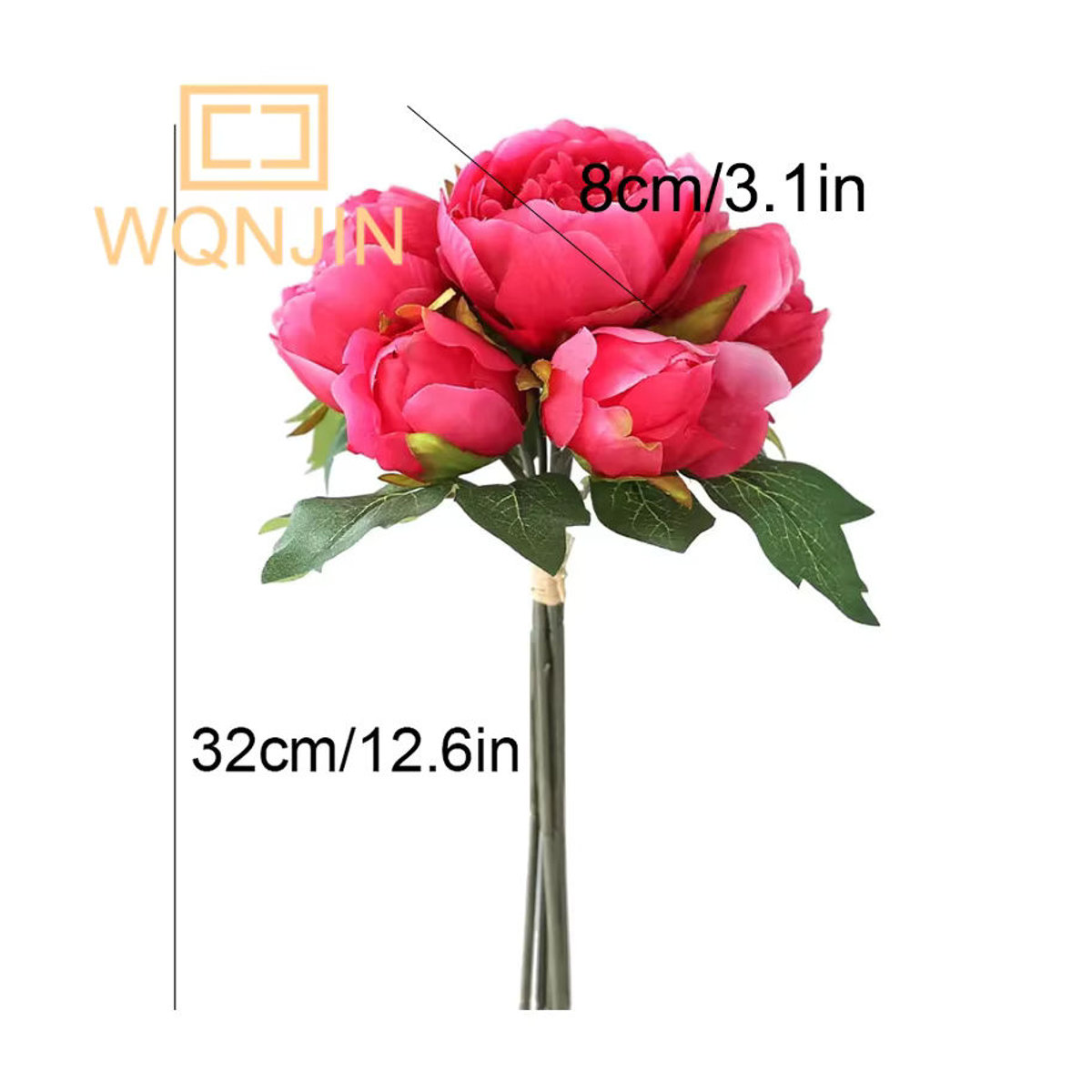 WQNJIN Seiden Pfingstrosen Bouquet aus Textil, 6er Set künstliche Blumen in Weiß und Rosa für Hochzeit und Hausdekoration - Bild 2