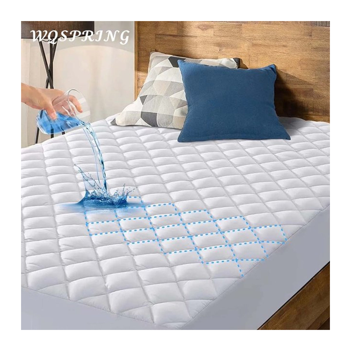 WQSPRING Wasserdichter Matratzenbezug aus 3D-Luftstoff mit Jacquard-Steppung als weicher Matratzenaufsatz und Spannbettlaken - Bild 1