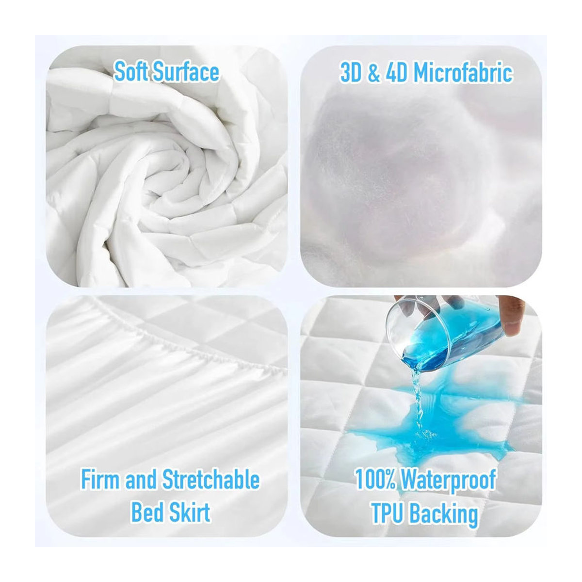 WQSPRING Wasserdichter Matratzenbezug aus 3D-Luftstoff mit Jacquard-Steppung als weicher Matratzenaufsatz und Spannbettlaken - Bild 2