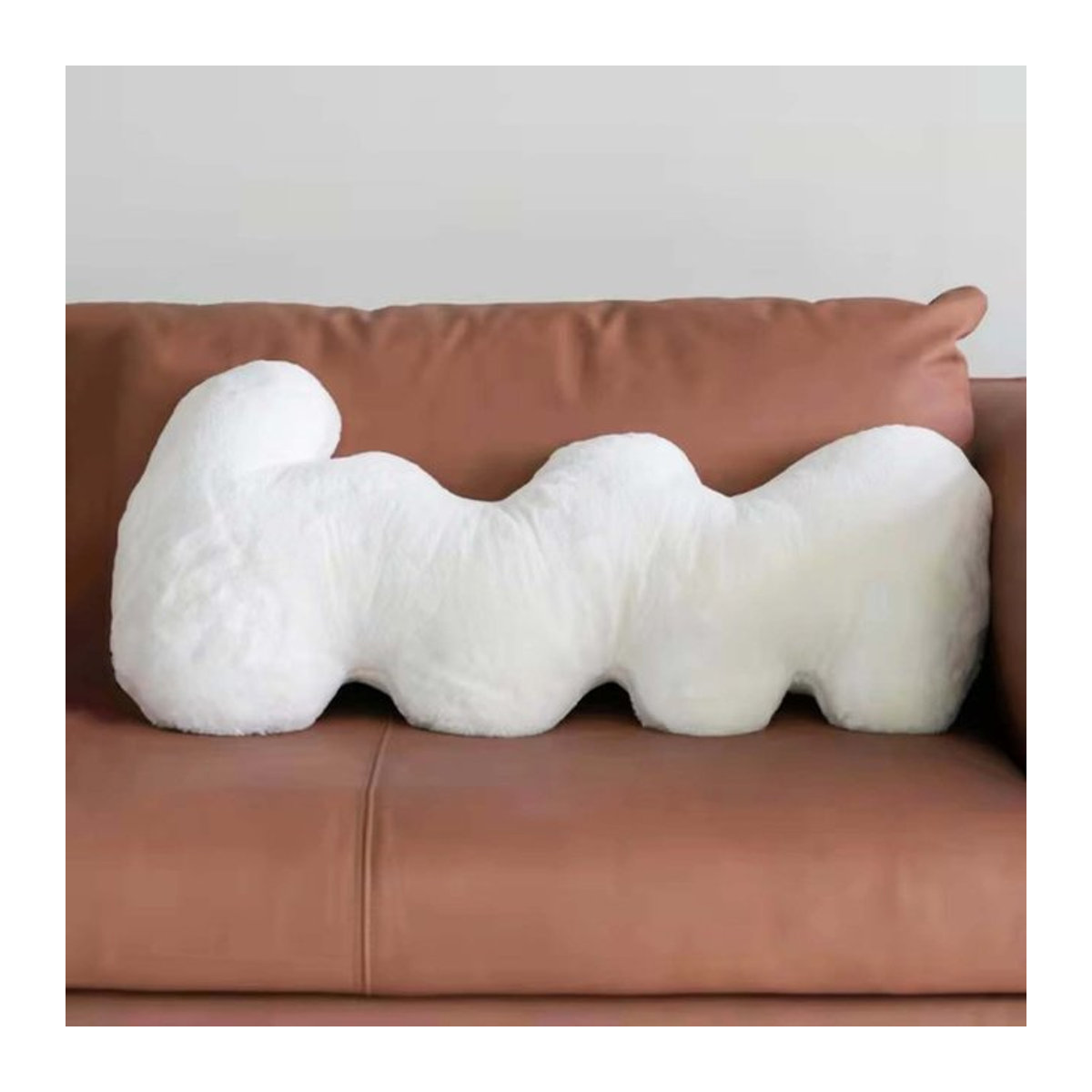 WQSPRING Wolkenform Dekokissen aus weichem Plüsch in Weiß für dein Sofa - Bild 1