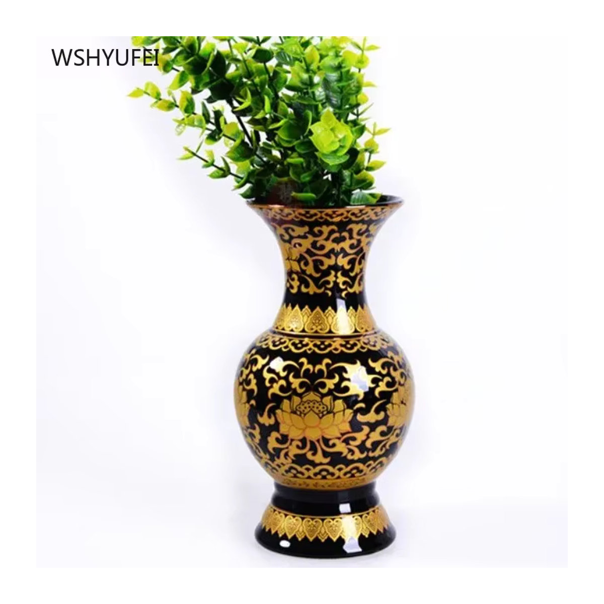WSHYUFEI Keramikvase in Schwarz mit floralem Design für Schnittblumen und Feng Shui Dekoration, B/T/H: 15,24 x 15,24 x 15,24 cm - Bild 6