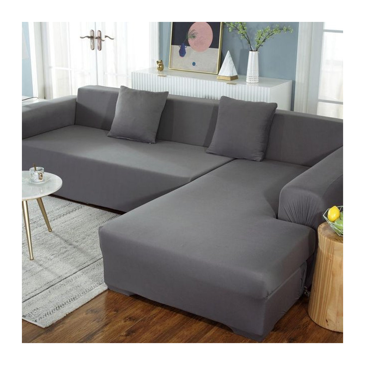 WTEMPO Elastische Sofabezüge für L-förmige Sofas, 2er-Set, Grau, Breite: 190-230 cm - Bild 1