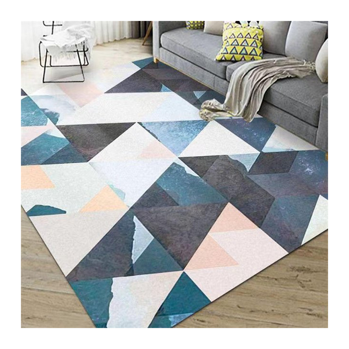WTEMPO Steinblumen-Teppich mit geometrischem Design, mehrfarbig, B/T: 160 x 120 cm - Bild 1