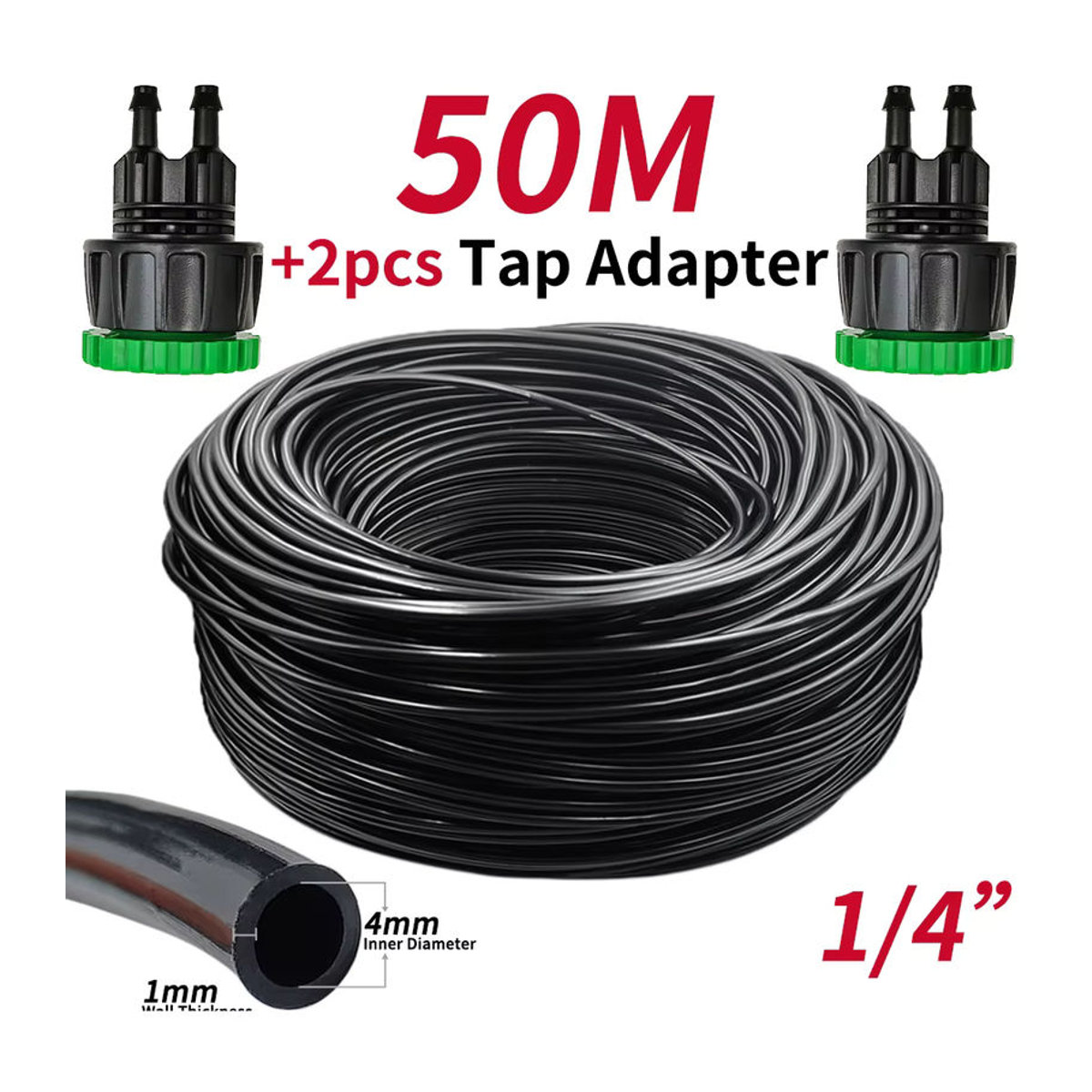 Wujie Bewässerungsschlauch Schwarz mit 1/2'' und 3/4'' Anschluss für Garten und Gewächshäuser - Bild 4