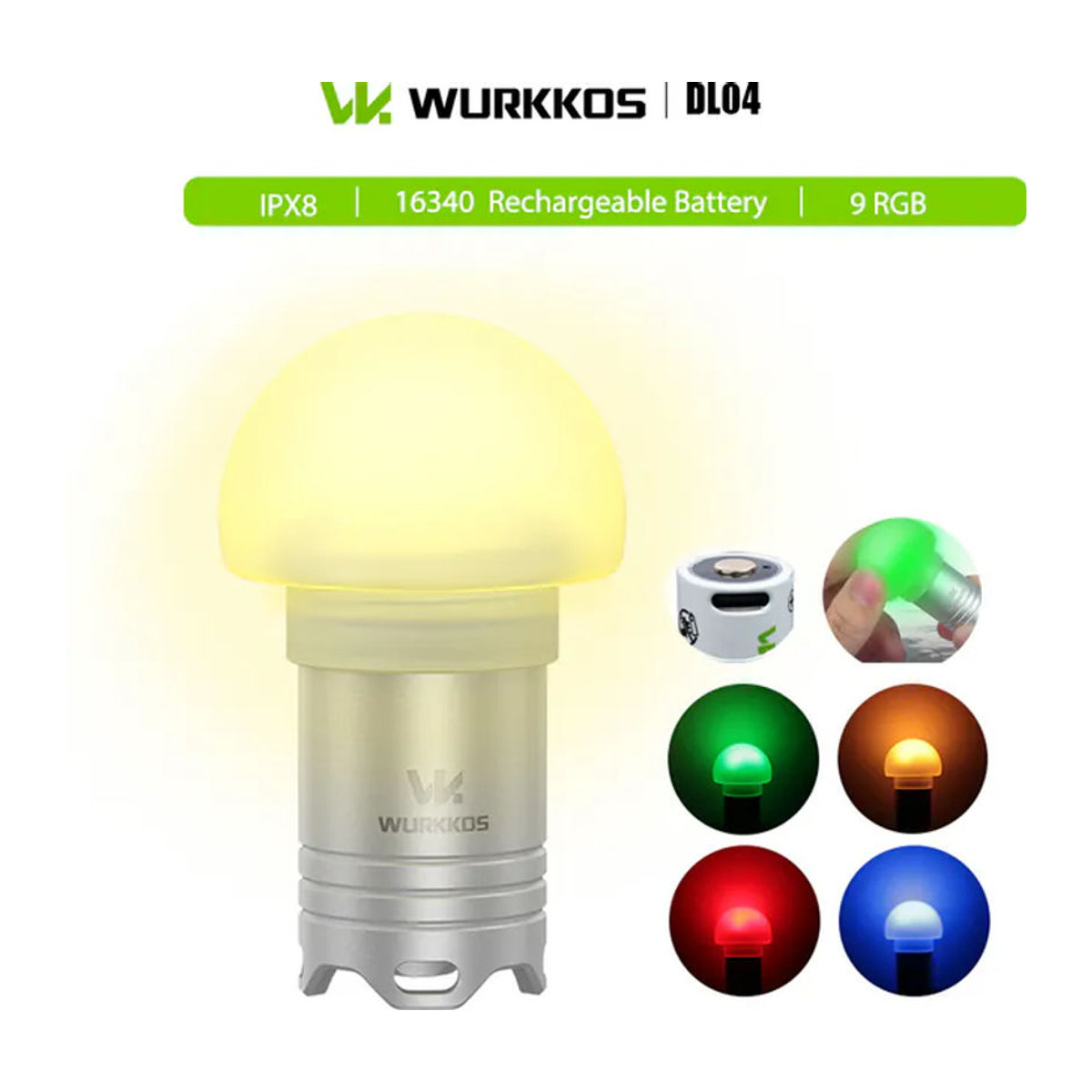 Wurkkos DL04 Tragbare Tauchlampe mit IPX8 Wasserdichtigkeit, RGB-Lichtstreifen und wiederaufladbarem Akku für Tauchen und Camping - Bild 1