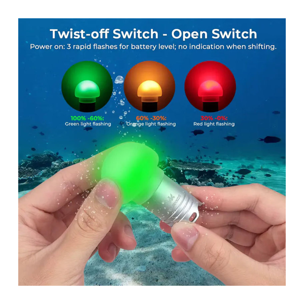 Wurkkos DL04 Tragbare Tauchlampe mit IPX8 Wasserdichtigkeit, RGB-Lichtstreifen und wiederaufladbarem Akku für Tauchen und Camping - Bild 2