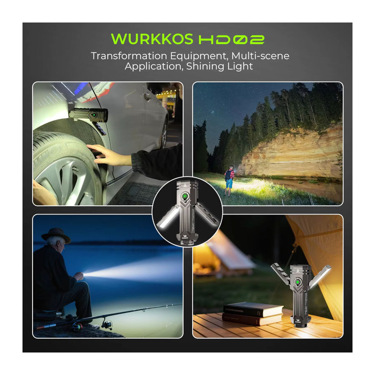 Wurkkos HD02 LED-Campinglampe mit 3200 Lumen, tragbarer Suchscheinwerfer für Outdoor, Angeln und Wandern mit wiederaufladbarem Akku - Bild 2