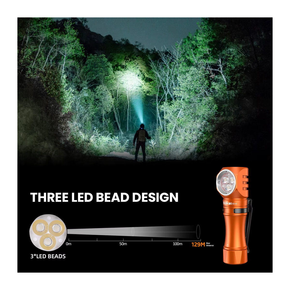 Wurkkos HD10 Mini EDC Taschenlampe wiederaufladbar mit 1200 Lumen, IP68 wasserdicht, Anduril Betriebssystem, RGB und AUX LEDs - Bild 3